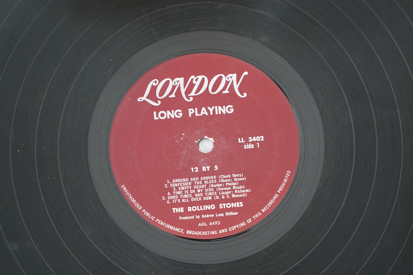 The Rolling Stones; 12 x 5 LP record album, mono on London LL3402, ARL-6493-1E. Condition - poor to fair, some surface scratches
